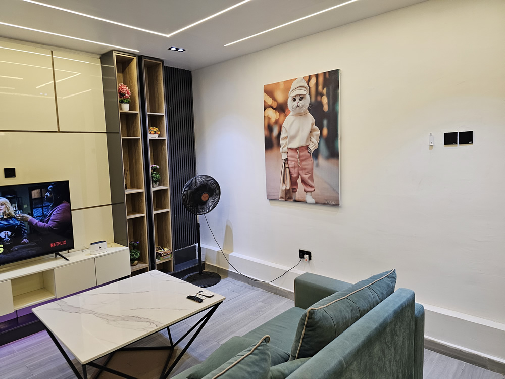 Meka Homes living room - short let apartment Abuja
